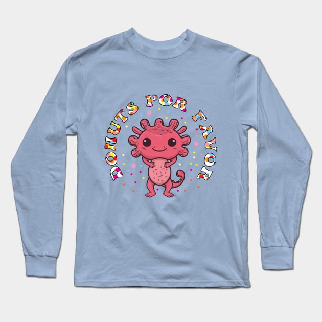 Donuts Por Favor Kids Funny Axolotl  donut lovers Long Sleeve T-Shirt by NIKA13